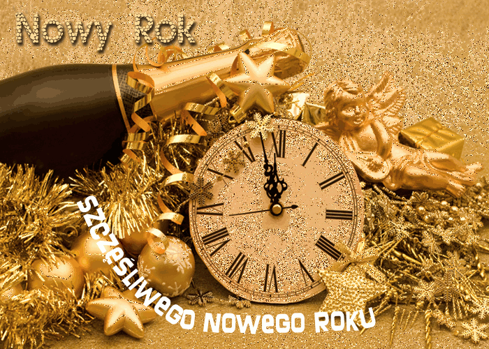 Złoty zegar szczęśliwego nowego roku